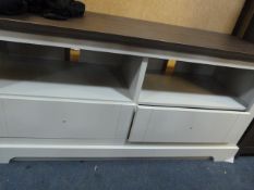 *Home Entertainments and TV Unit with Drawers in Grey Finish with Dark Wood Effect Top