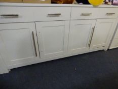 *White Sideboard Unit in White Finish with Brush Stainless Steel Handles