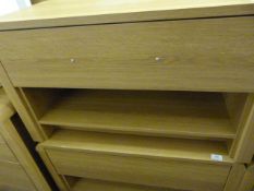 *Occasional Table with Drawer & Under Shelf in Light Oak Finish with Brushed Stainless Steel Handle