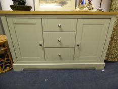 *Sideboard Unit with Drawers in Sage Green Finish and Oak Top