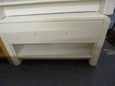 *Occasional Table with Drawer & Under Shelf in White Finish with Brushed Stainless steel Handles