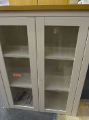 *Glazed Display Cupboard in White and Light Oak Finish