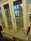 *Mirror Back 3 Door Display Unit and Home Entertainment Unit in Light Oak Finish