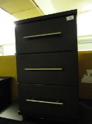 *Bedside Cabinet in Black Ash Finish with Brushed Stainless Steel Bar Handles