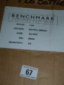 *Box containing 20 Pairs of Bench Mark Bottle Green Working Trousers Size 32 Regular