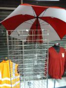 *3 Pieces of Chrome Weld Mesh and Red & White Umbrella