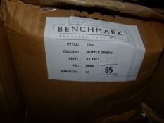 *Box containing 20 Pairs of Bench Mark T26 Bottle Green Size 42 Tall Working Trousers