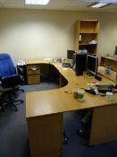 *2 Light Oak Desks - 3 Shelves & 2 Chairs