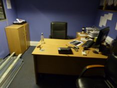 *2 Light Oak Desks - 3 Chairs & Cupboard