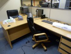 *2 x Light Oak Desks and 2 Chairs