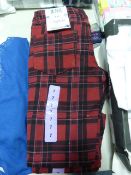 *3 Pairs of Girl's Jeans - Tartan Check Pattern Size 7