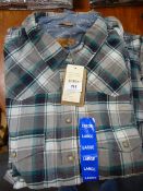 *3 Gents Teal Grey Check Patterned Shirts - Large