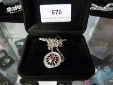 Necklace with Pink Stone Set & Cartwheel Pendant