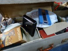 Suitcase & Contents including Trinket Tray - Iron - etc