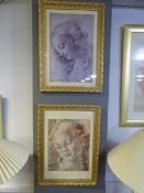 Pair of Gilt Framed Prints Depicting Girls