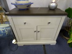 *2 Door 1 Drawer Grey Sideboard with Dark Top