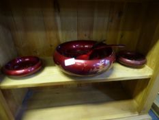 Red Japanese Laquered Fruit Bowl Set