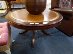 Revolving Drum Table with Leather Top