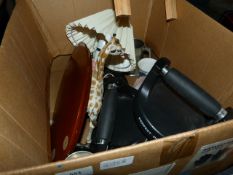 Box containing Table Lamp - Pewter Mugs - Decorative Ornaments etc