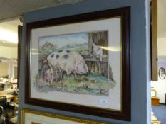 Framed Print Depicting Pigs