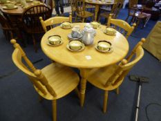 Circular Beech Dining Table & 4 Chairs