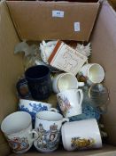 Box containing Royalty Mugs - etc