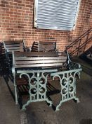 Cast Iron Garden Bench, 2 Armchairs and Table Ends