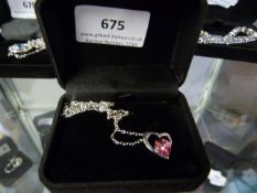 Necklace with Pink Stone & Heart Pendant