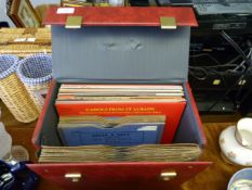 LP Record Case containing Records and Gramophone Records