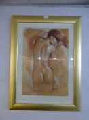 Large Gilt Framed Print - Female Nude