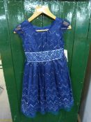 *Girl's Navy Chevron Mesh Dress Size 10