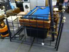 Black Metal & Brass Effect Double Bed - Headboard & Base Board