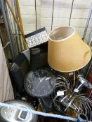 Mixed Trolley containing Pine Nest of Tables - Chrome Lamp - Ironing Board - Scatter Cushions -