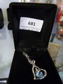 Necklace with Blue Stone Heart Shaped Pendant