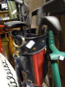 Set of Golf Clubs in Red & Blue Carry Bag