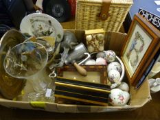 Box containing Glass Vase - Photo Frames etc