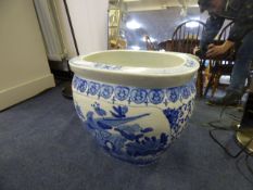 Blue & White Oriental Fish Bowl