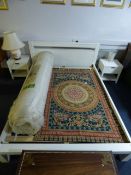 White Wood Double Bed Base with 2 Bedside Cabinets