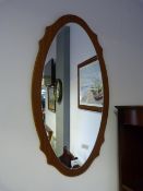 Teak Framed Oval Wall Mirror
