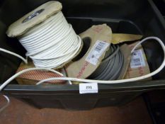 Plastic Storage box containing Assorted Electrical Cable