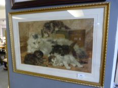Print Depicting Cat & Kittens