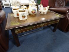 Brass Bound Studded African Wood Coffee Table