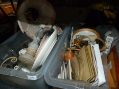 2 Boxes containing Onyx Table Lamp - Place Mats - Picture Frames - Glassware etc