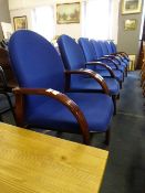 Set of 7 Blue Upholstered Reception Chairs