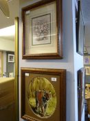 2 Framed Pictures Depicting A Tiger & Flowers in Vase