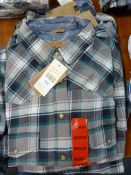*3 Gents Teal Grey Check Patterned Shirts - Medium