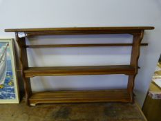 Oak 3 Tier Wall Shelf