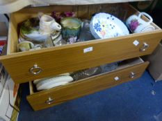 2 Drawers containing Glassware - Ornaments - Jugs etc