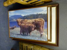 3 Large Framed Prints depicting Highland Cattle