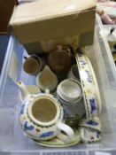 Box containing Jacks Farm Dinner and Tea Ware  etc
